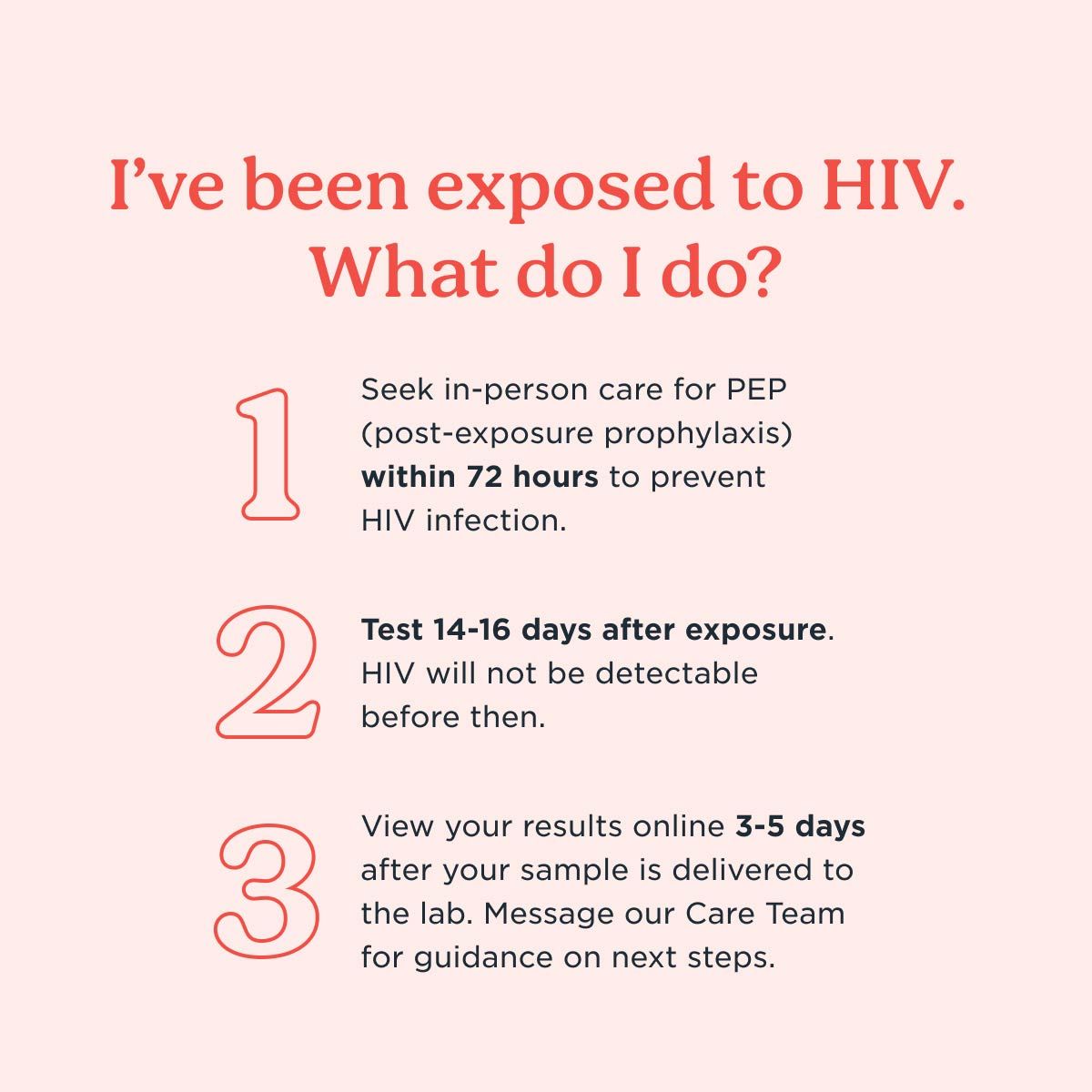 A chart describing what steps to take if you are exposed to the HIV virus