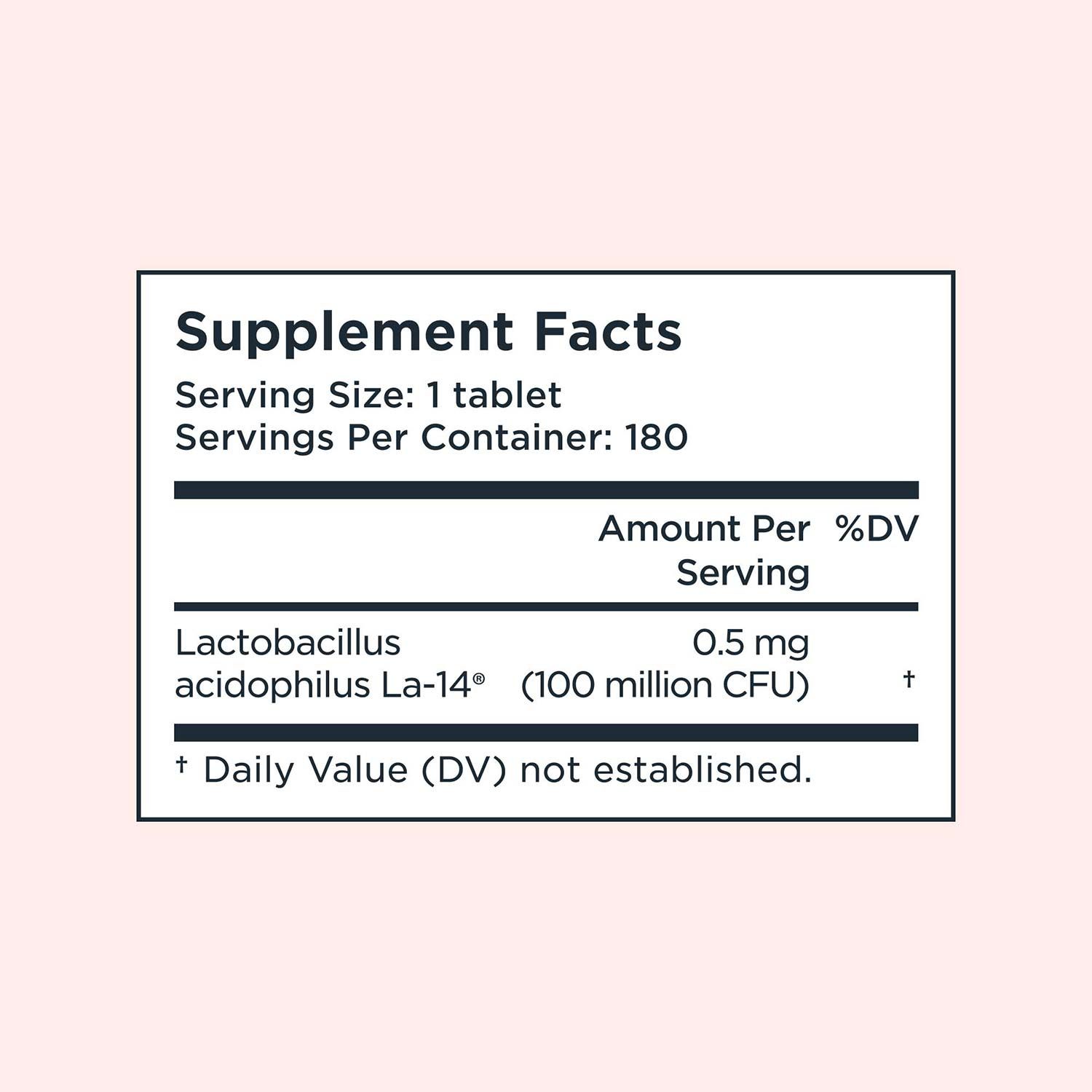 Supplement Facts panel for Wisp Basic Probiotics