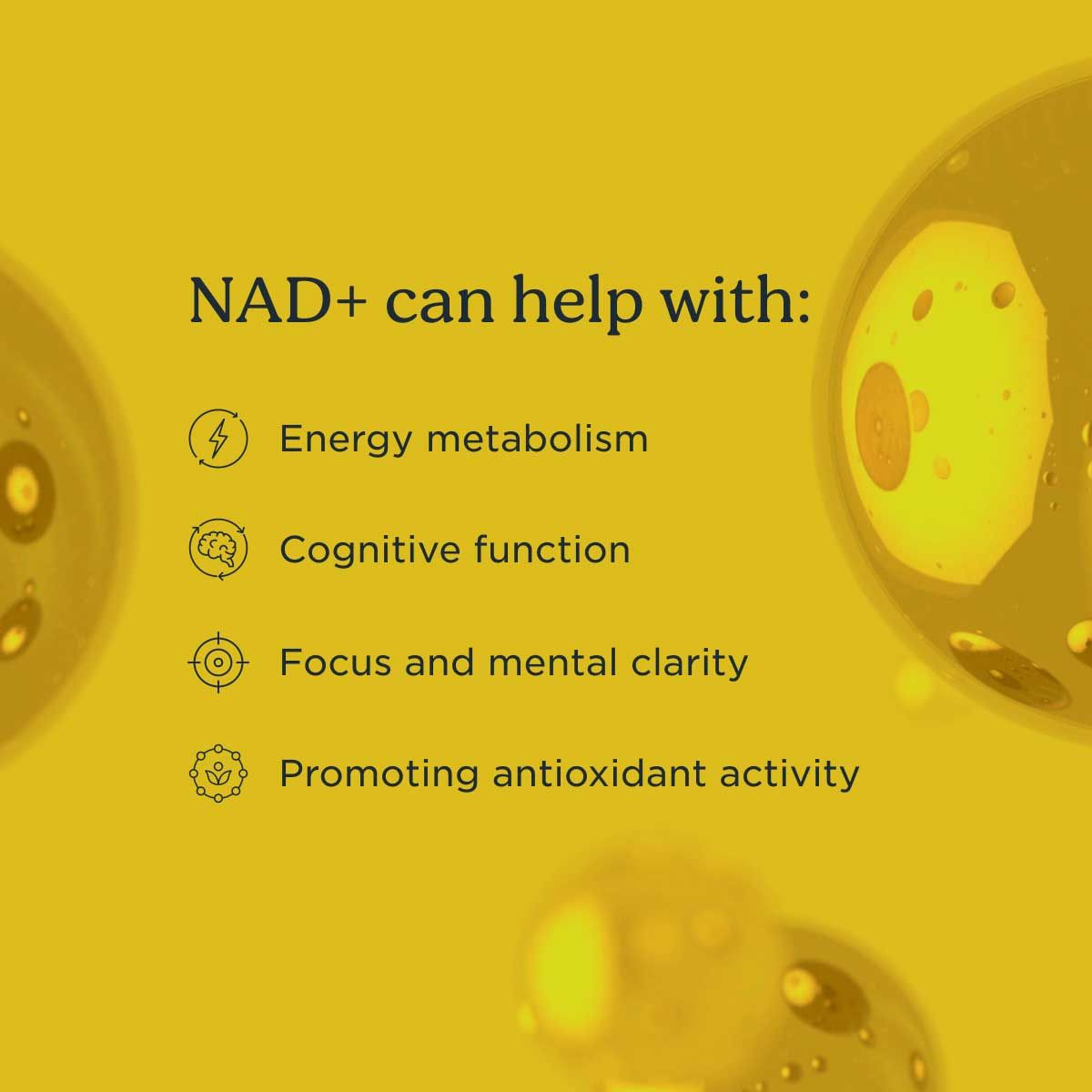 A graphic with a chartreuse background describing what NAD can help with