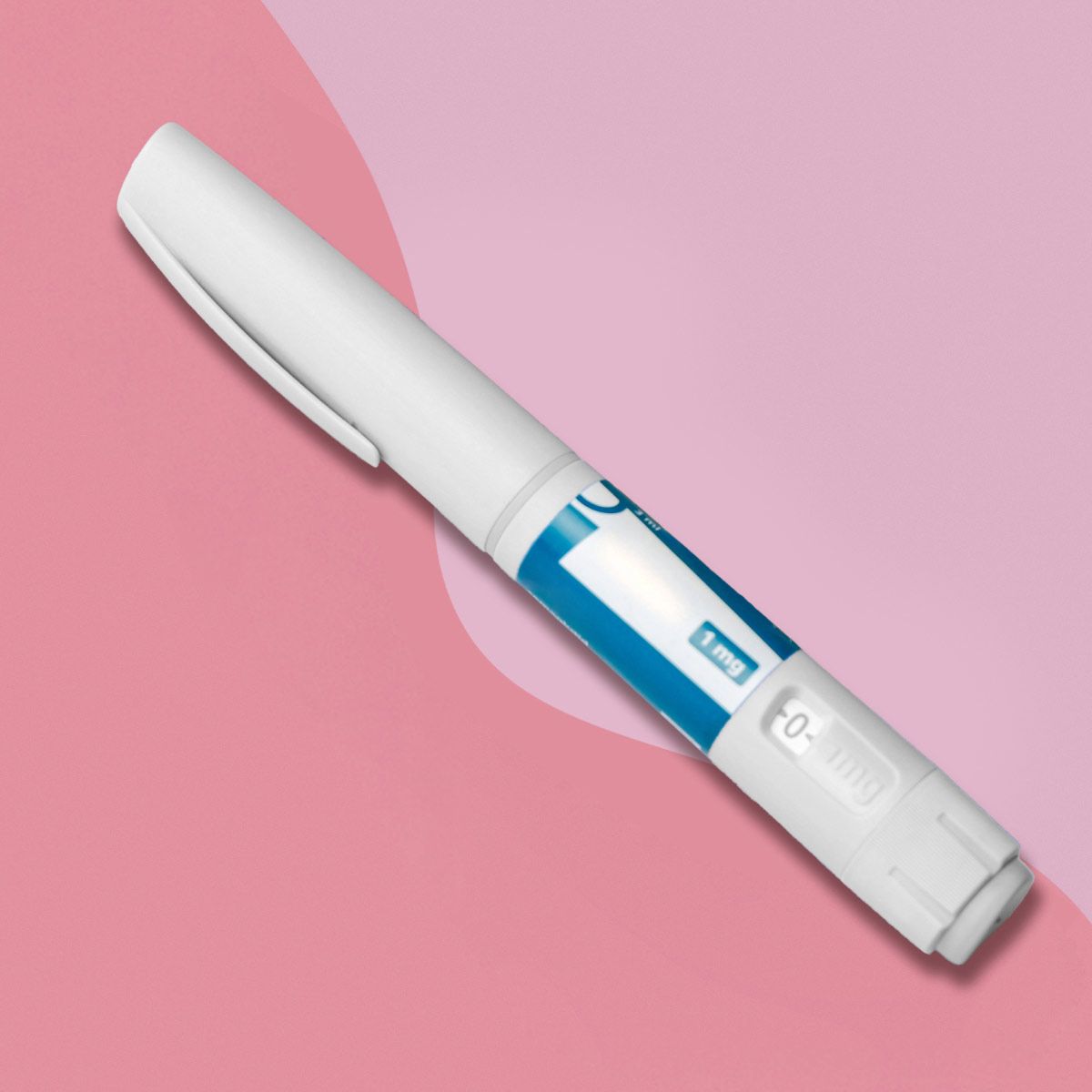 a wegovy injector on a pink background