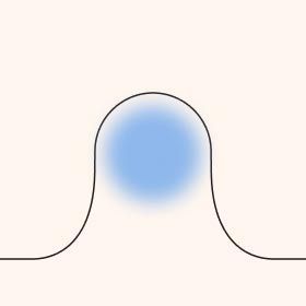 abstract illustration of a blue dot and line work on a cream background
