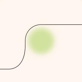 abstract illustration of a green dot and line work on a cream background