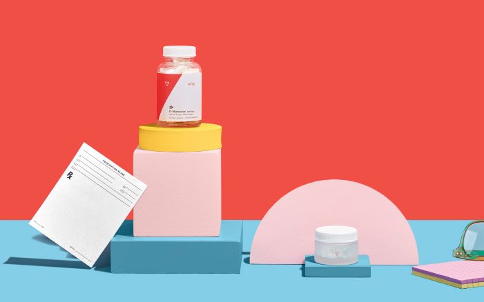 UTI meds from Wisp on a colorful geometric background