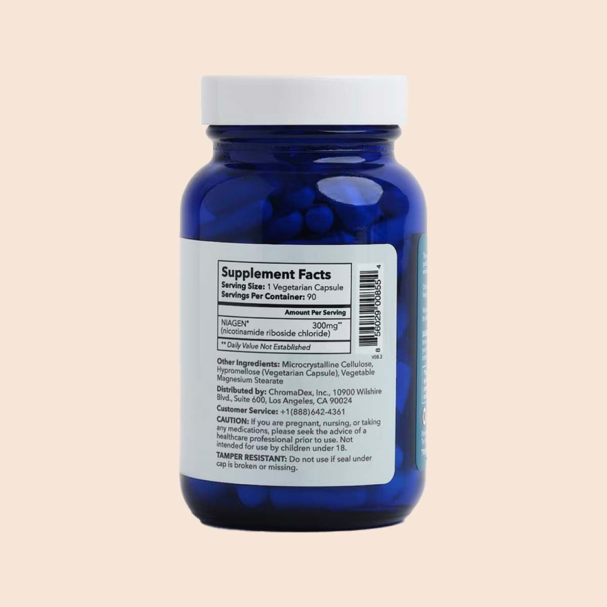 A Tru Niagen supplement bottle showing the Supplement Facts