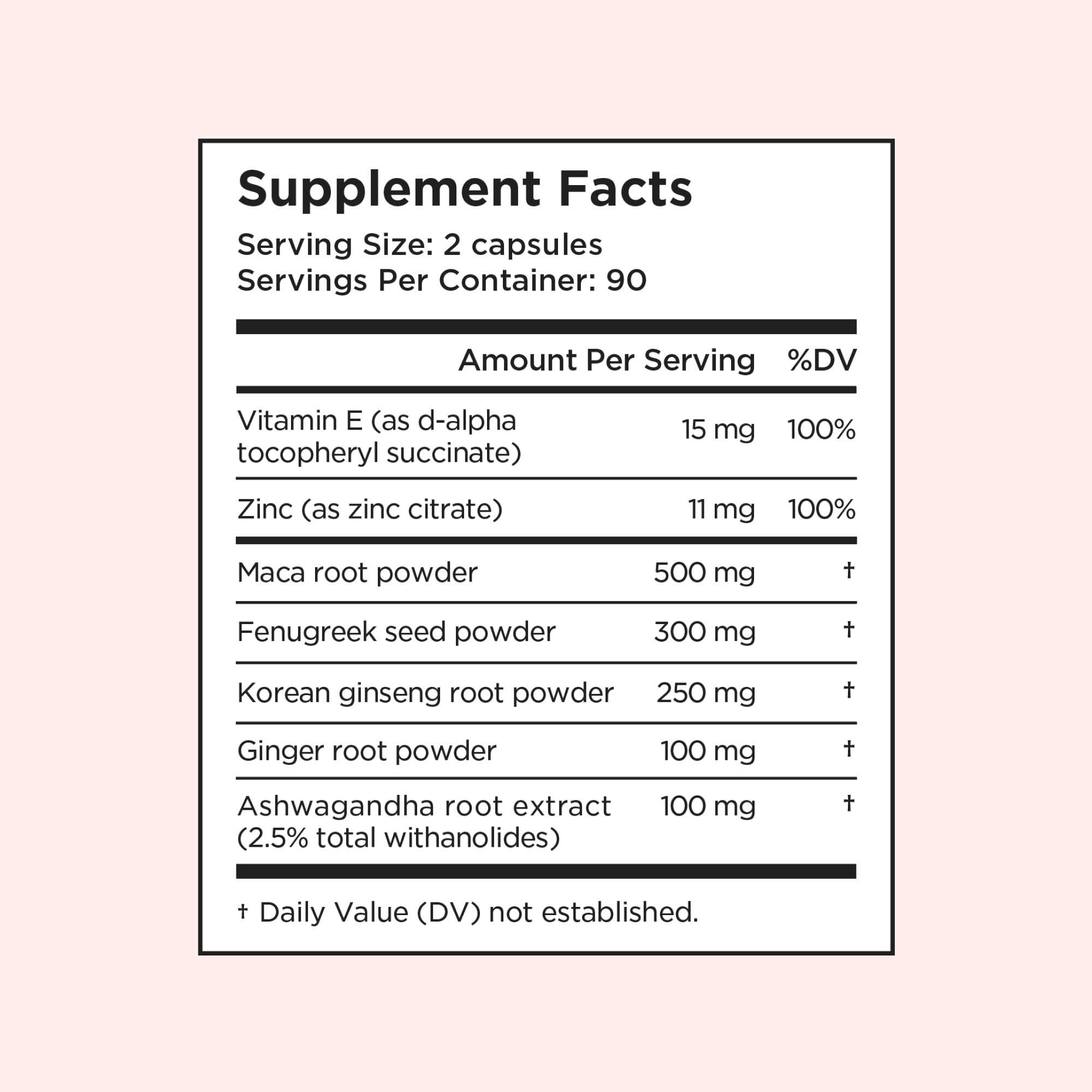 Supplement Facts for Wisp Lift for Him Libido Supplement