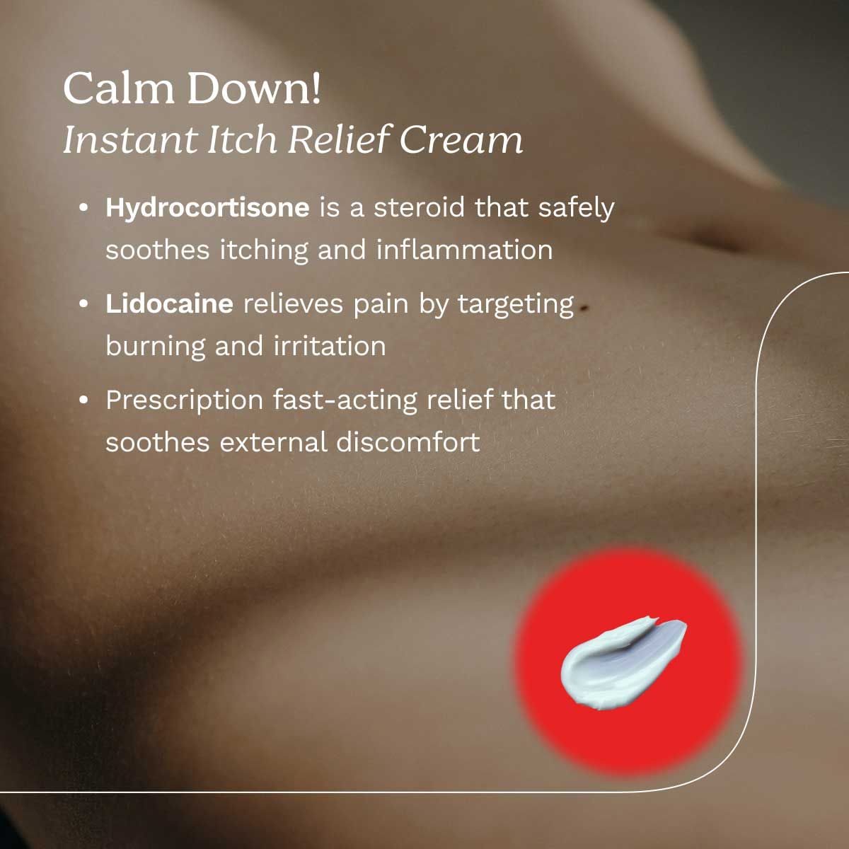 Callouts about Wisp's Calm Down! Cream with ambient imagery in the background