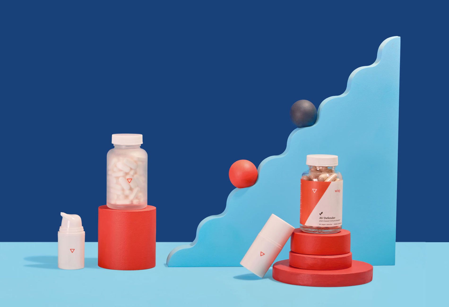 Wisp herpes medications on a geometric blue background