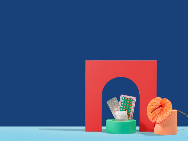 Birth control options from Wisp on a colorful geometric background