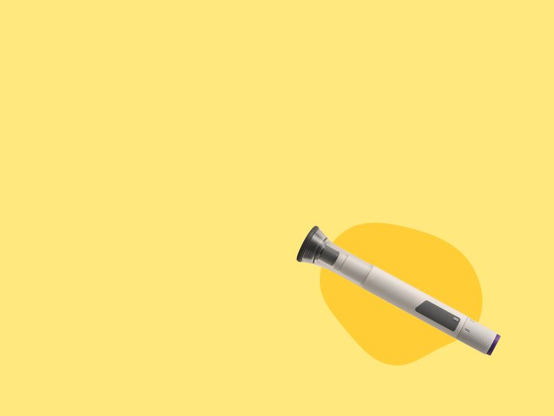 A Mounjaro injectable on a yellow background