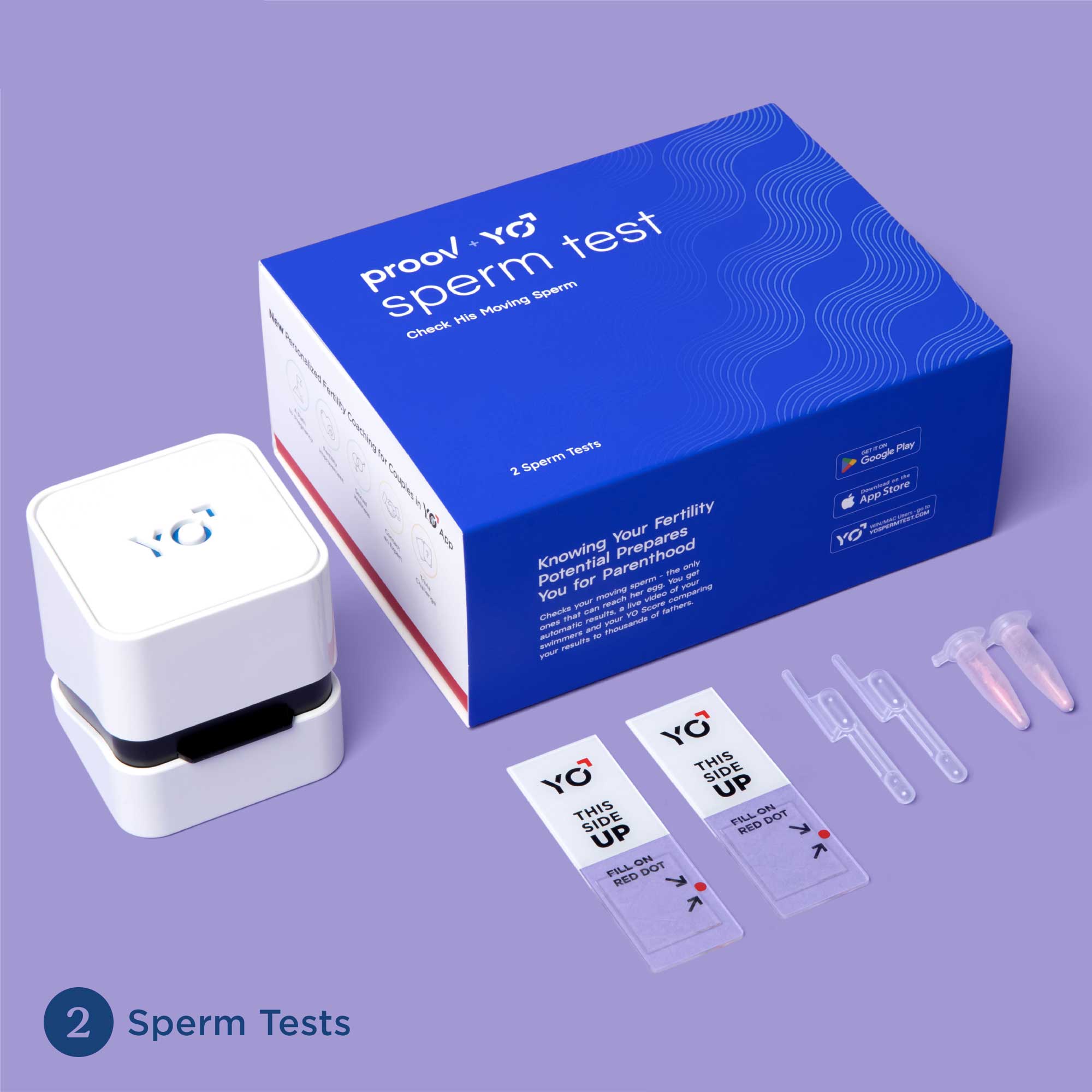 Proov Sperm Testing Kit on a purple surface