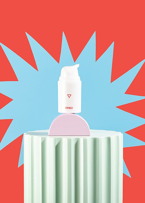 OMG! Cream sits on a pedestal against a colorful starburst background