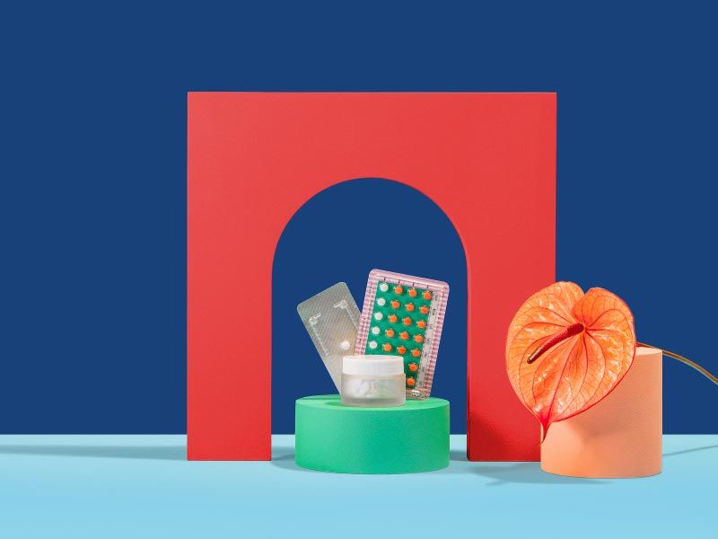 Birth control options from Wisp on a colorful geometric background
