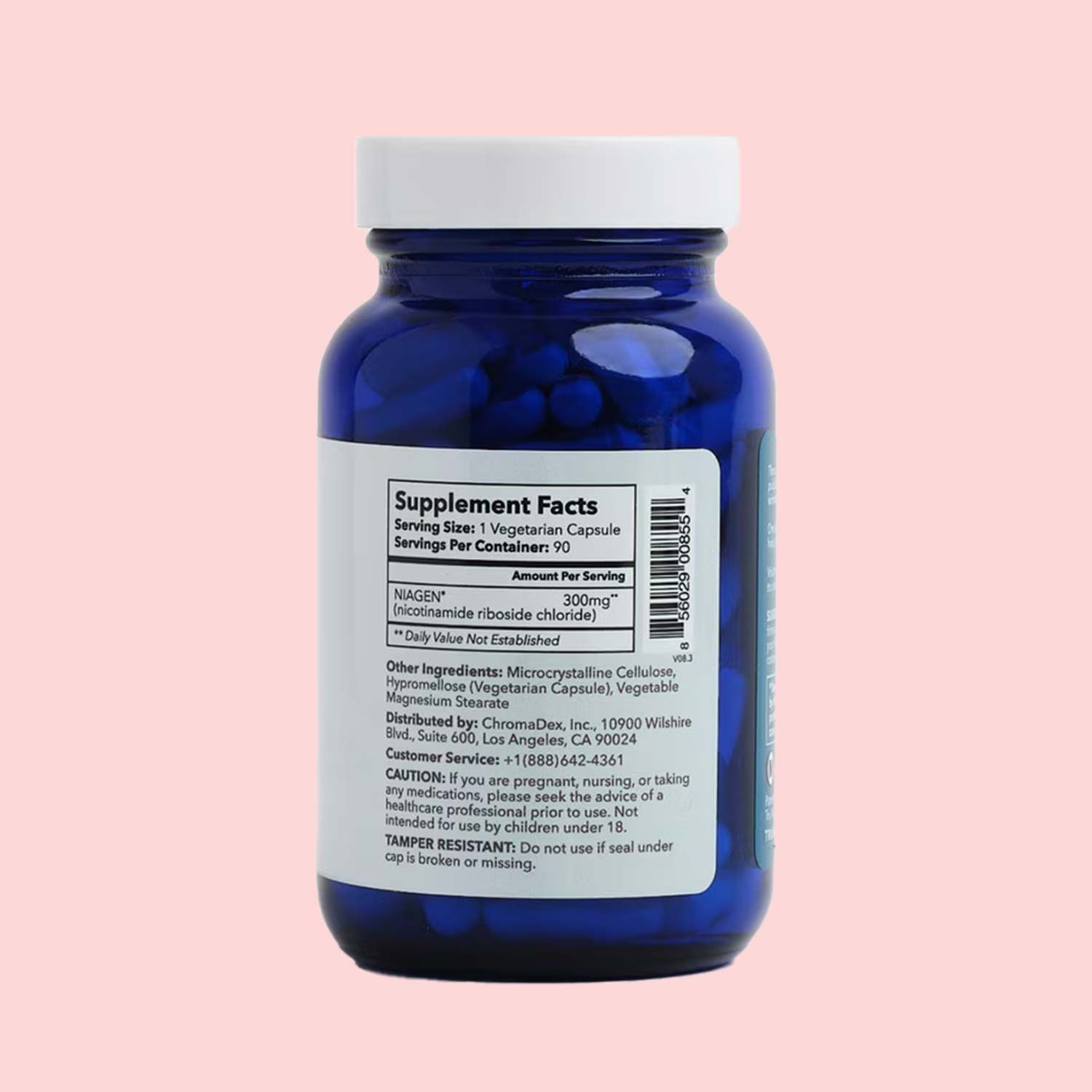 A Tru Niagen supplement bottle showing the Supplement Facts