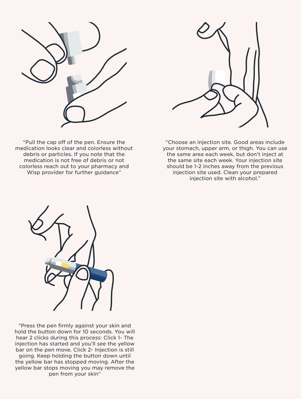 An illustrated graphic demonstrating how to use Wegovy