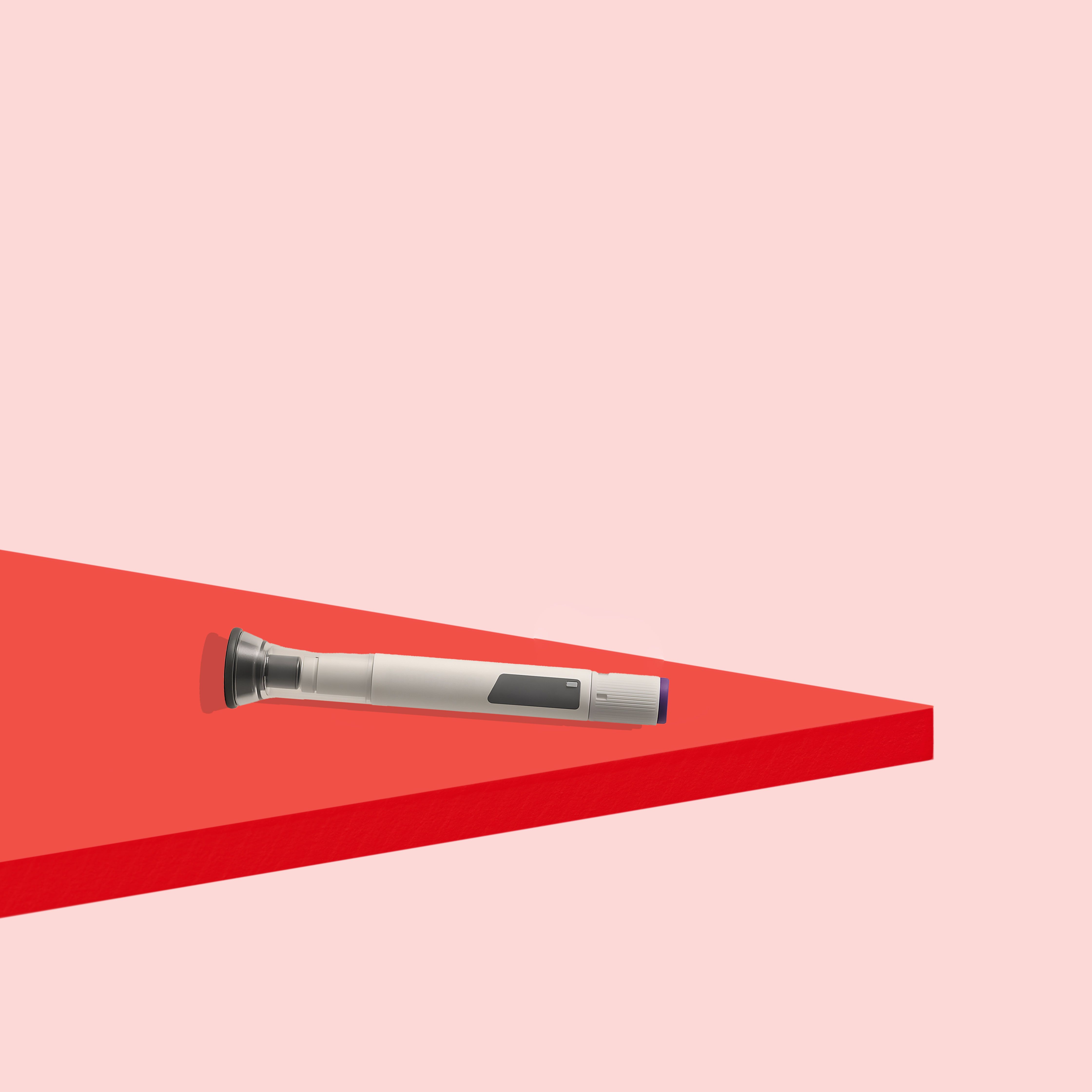 Zepbound injectable on a red surface with a pink background