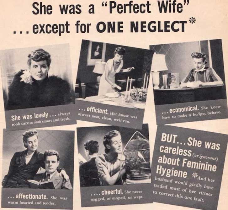 A vintage ad promoting the idea that women have bad hygiene