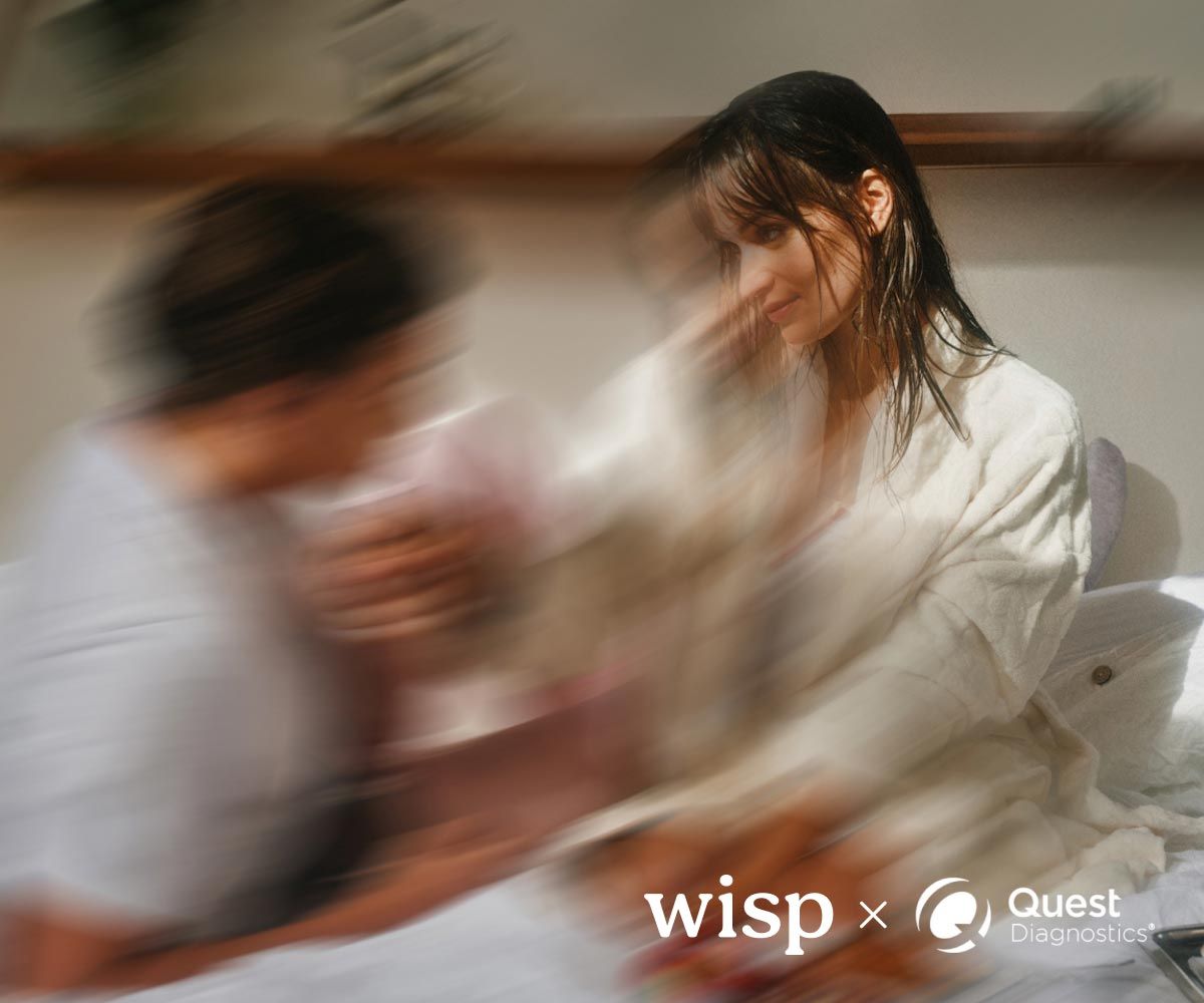 A woman looking provocatively at a man with motion blur