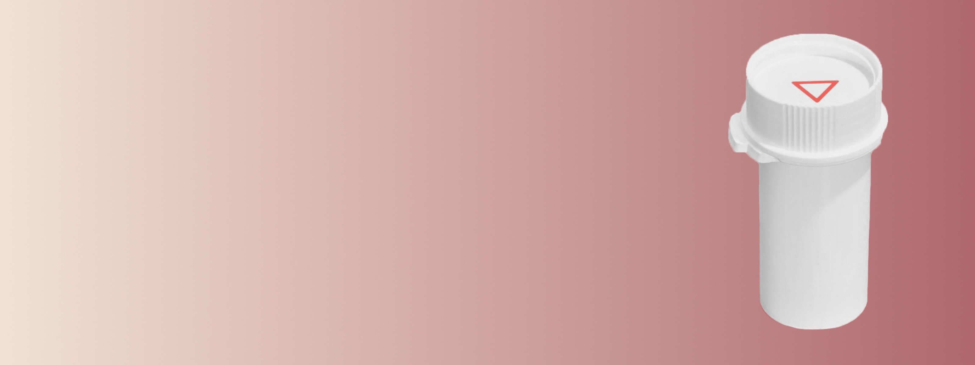a white wisp pill bottle in front of a red and beige background