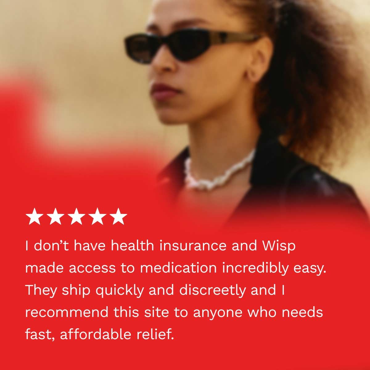 5-Star Customer Review for BV Treatment with an image of a pretty woman in the background
