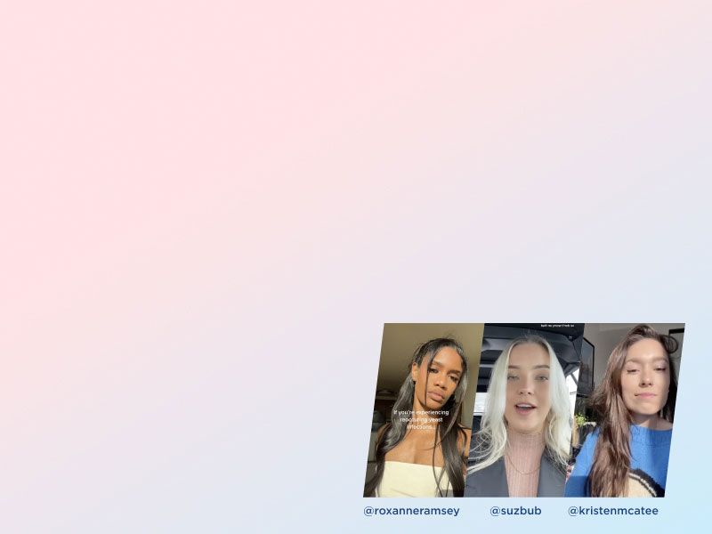 3 featured influencers with a pink and blue gradient background