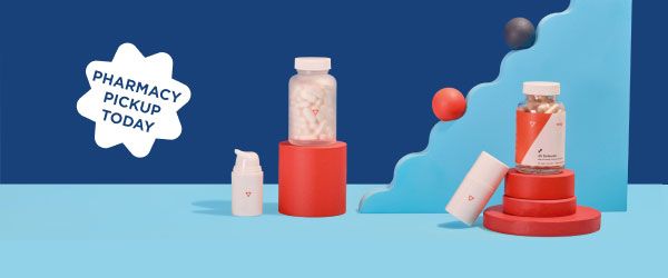 Wisp prescription Herpes treatment and prevention on a blue and red geometric background