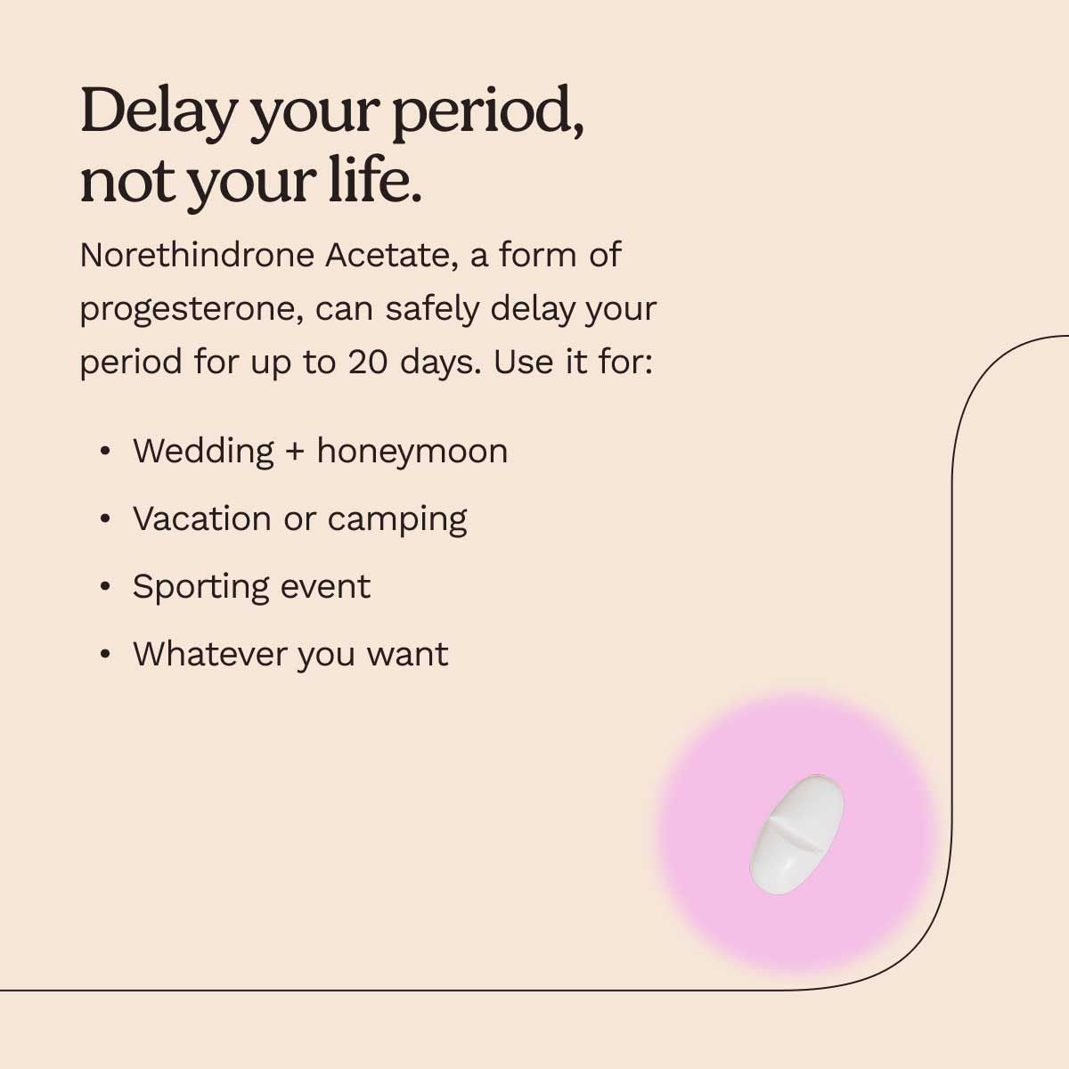Graphic featuring Norethindrone Acetate with info about the product on a cream background