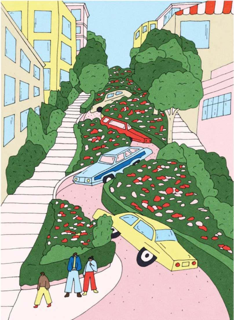 Illustration by Allie Sullberg of Lombard Street in San Francisco