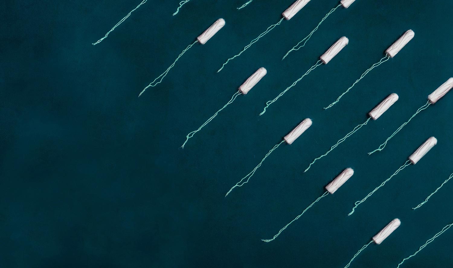 tampons on a deep blue background