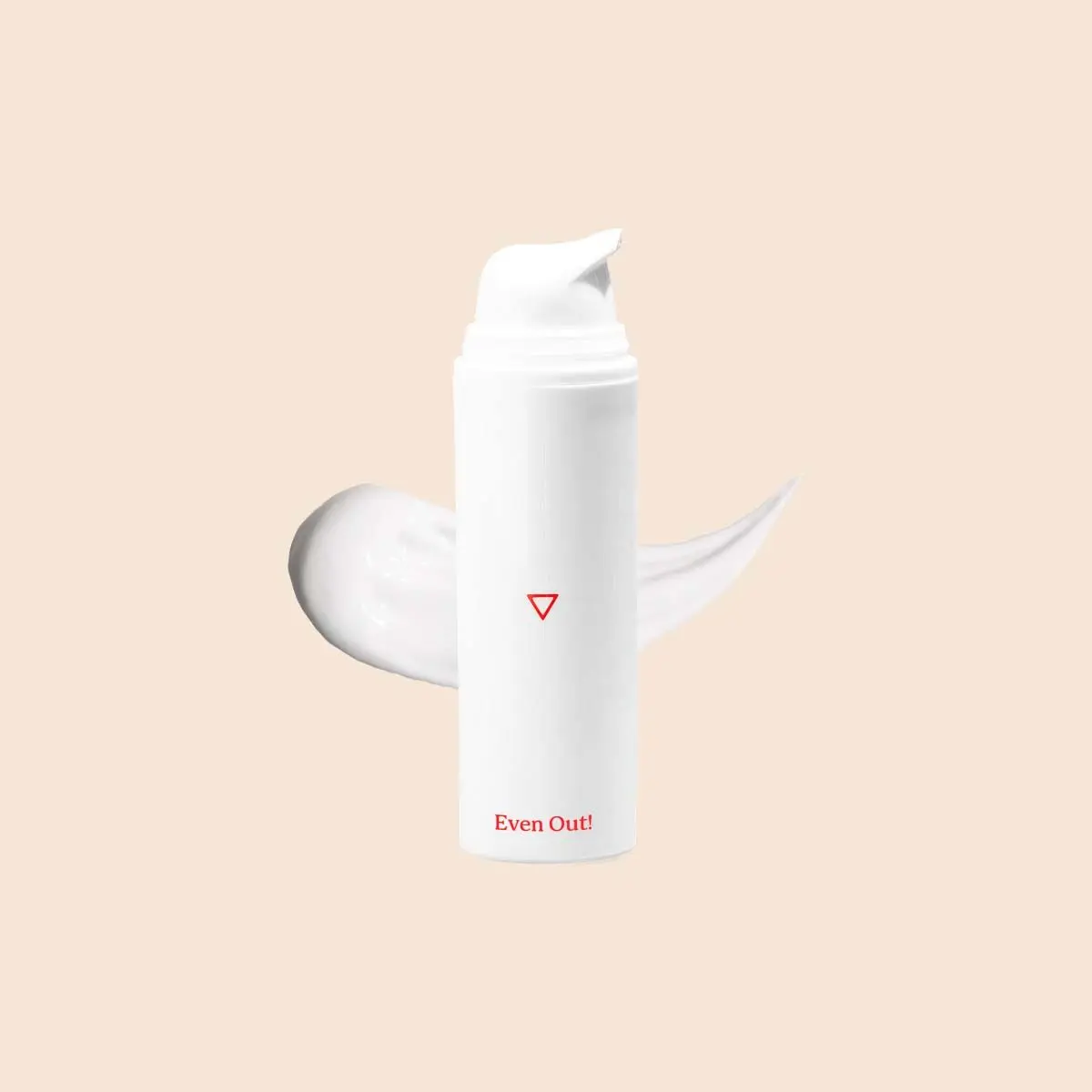 A bottle of Even Out! with a cream and a beige background